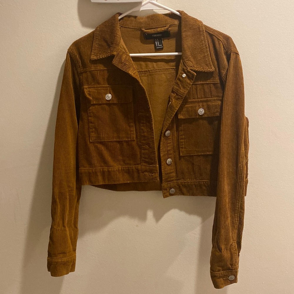 Brown Corduroy Cropped Jacket, Forever 21, M